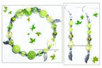 Hand Made Green Leaf Charm Bracelet and Earrings by izka-197