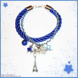 Hand Made Blue Eiffel Tower Charm Bracelet
