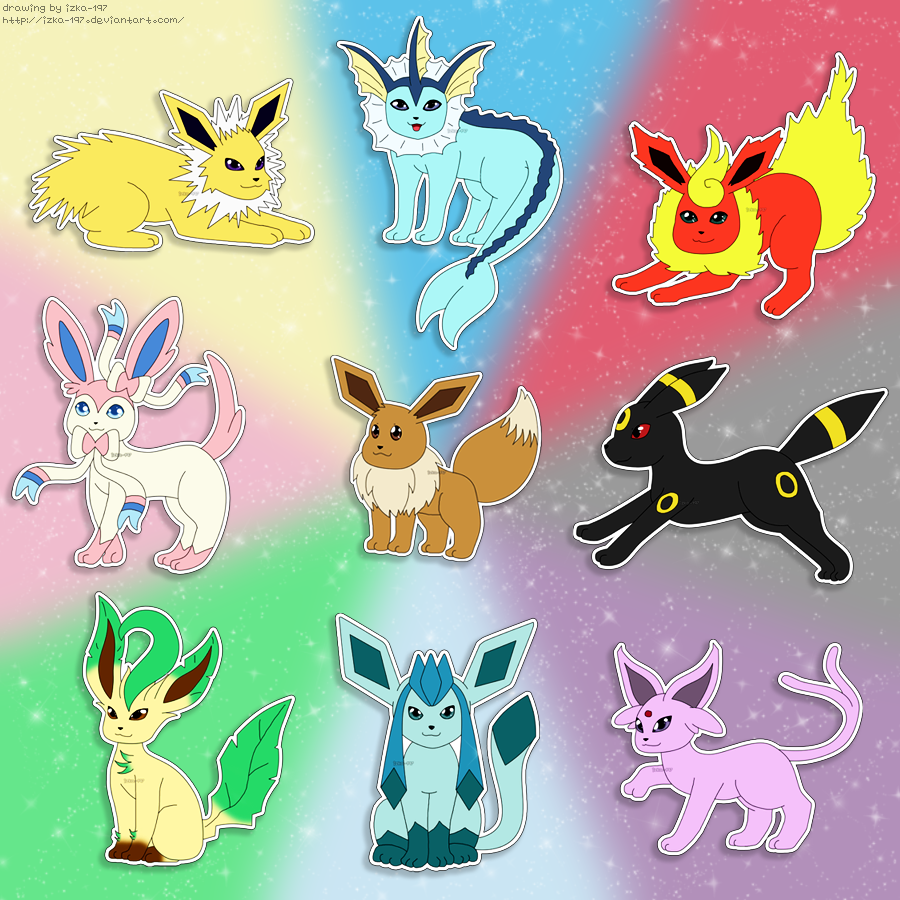 my eevee evolutions by okami7577 on DeviantArt