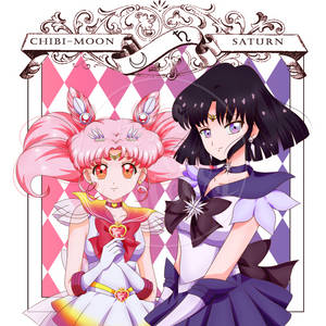 Sailor Chibi-Moon and Sailor Saturn (My Style)