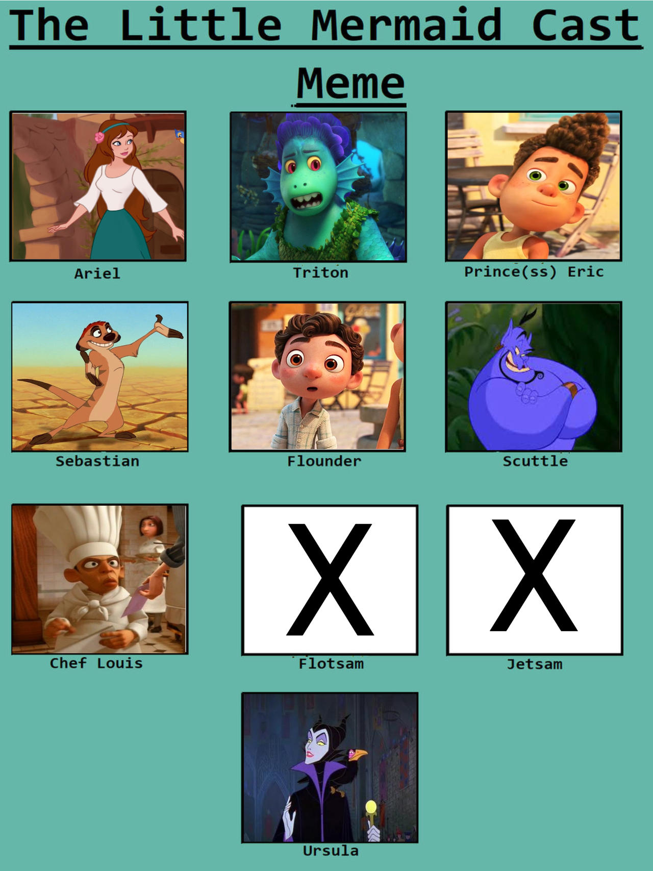The Little Mermaid Cast Meme by justcringey on DeviantArt