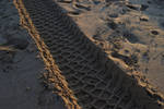 Beach tyre track close up