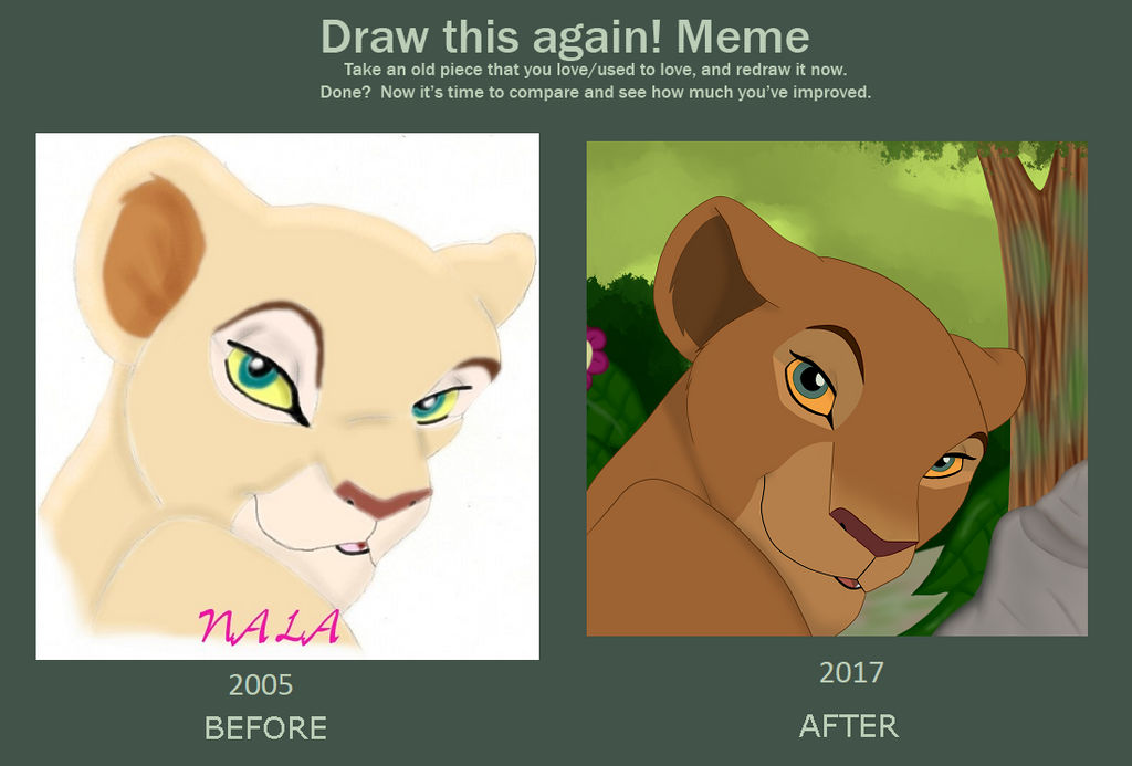 Adult Nala in the Jungle_Redraw_Before and After