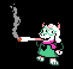 Ralsei smoking a fat blunt pixelart