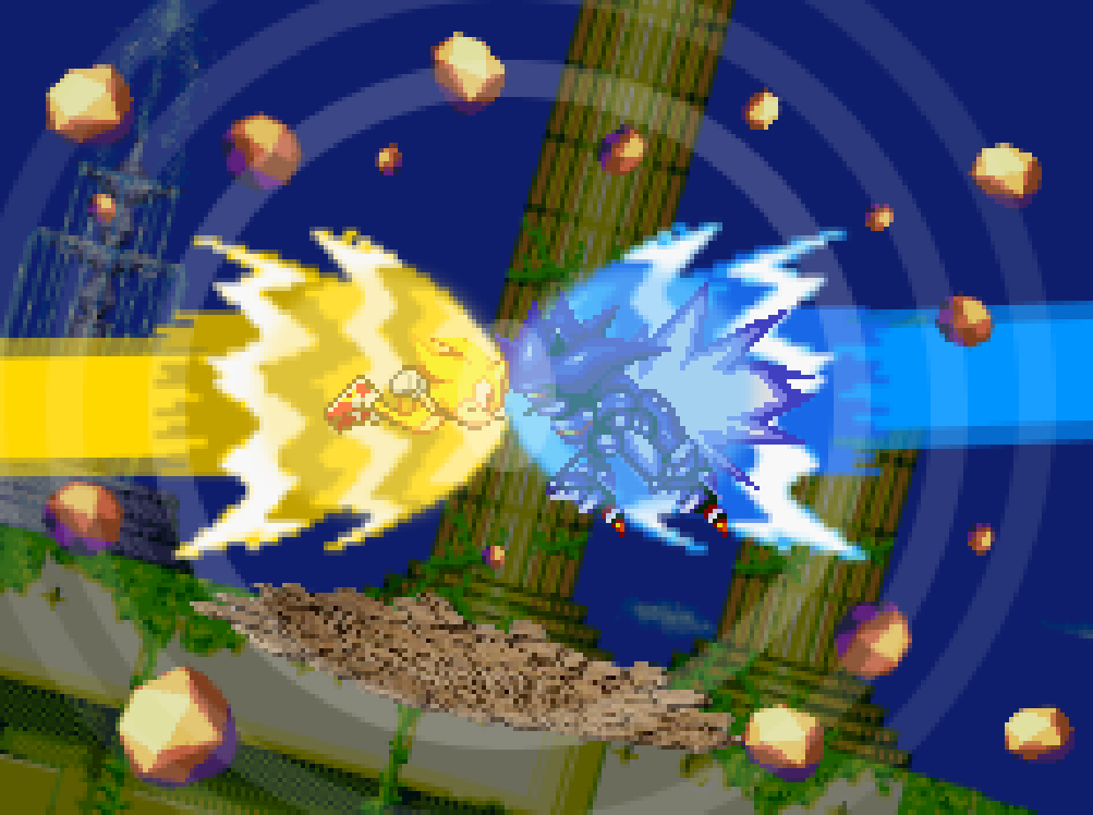 Hyper Sonic vs Super Mecha Sonic by WOLFBLADE111 on DeviantArt