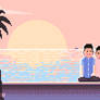 Manila Bay Sunset Pixel Art