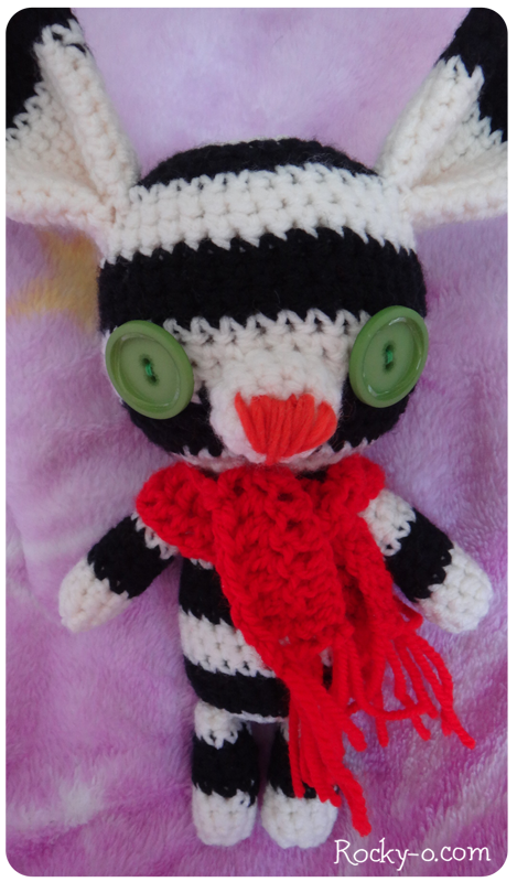 Tim Burton inspired Striped Amigurumi Bunny