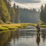 Fly Fishing action at a deep forest pond 0