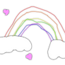 Rainbow accompanied with Hearts