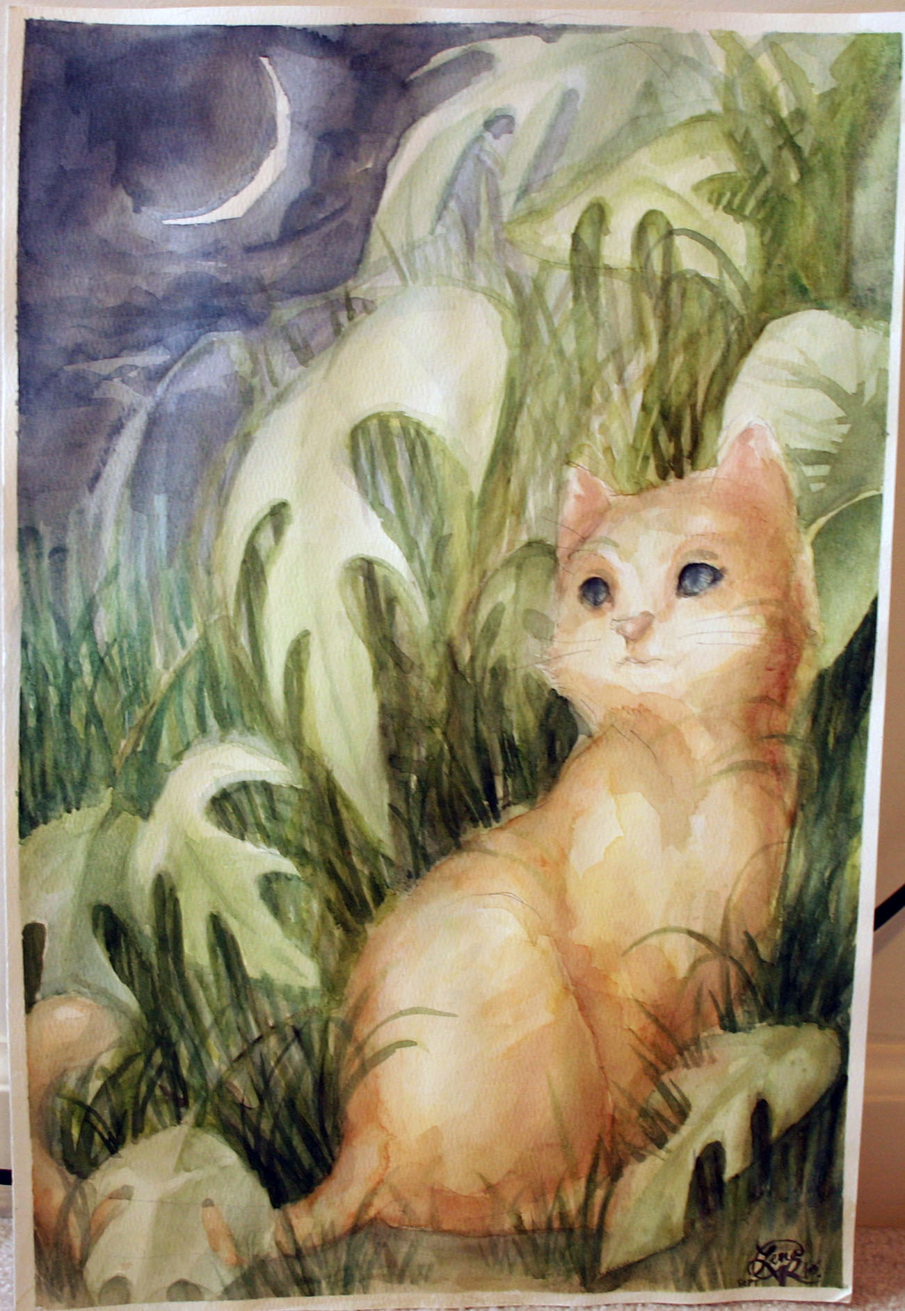 painting + WC kitty and grass