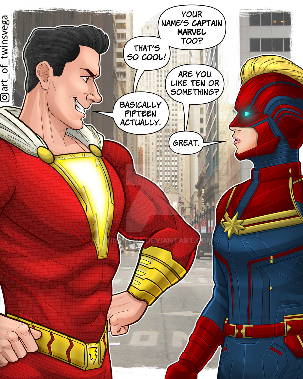 Shazam vs Captain Marvel by Twinsvega on DeviantArt Shazam vs Captain Marvel by Twinsvega on DeviantArt