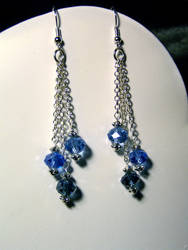 Shades of Blue triple dangle earrings