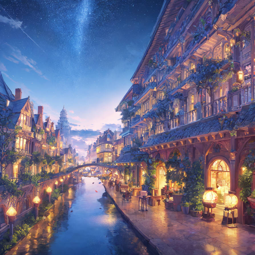 Riverside in Purple by HanabiAIart on DeviantArt