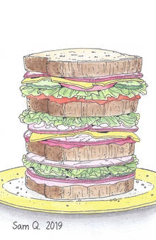 A tall sandwich - Watercolor