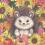 A hedgehog in autumn - Watercolor