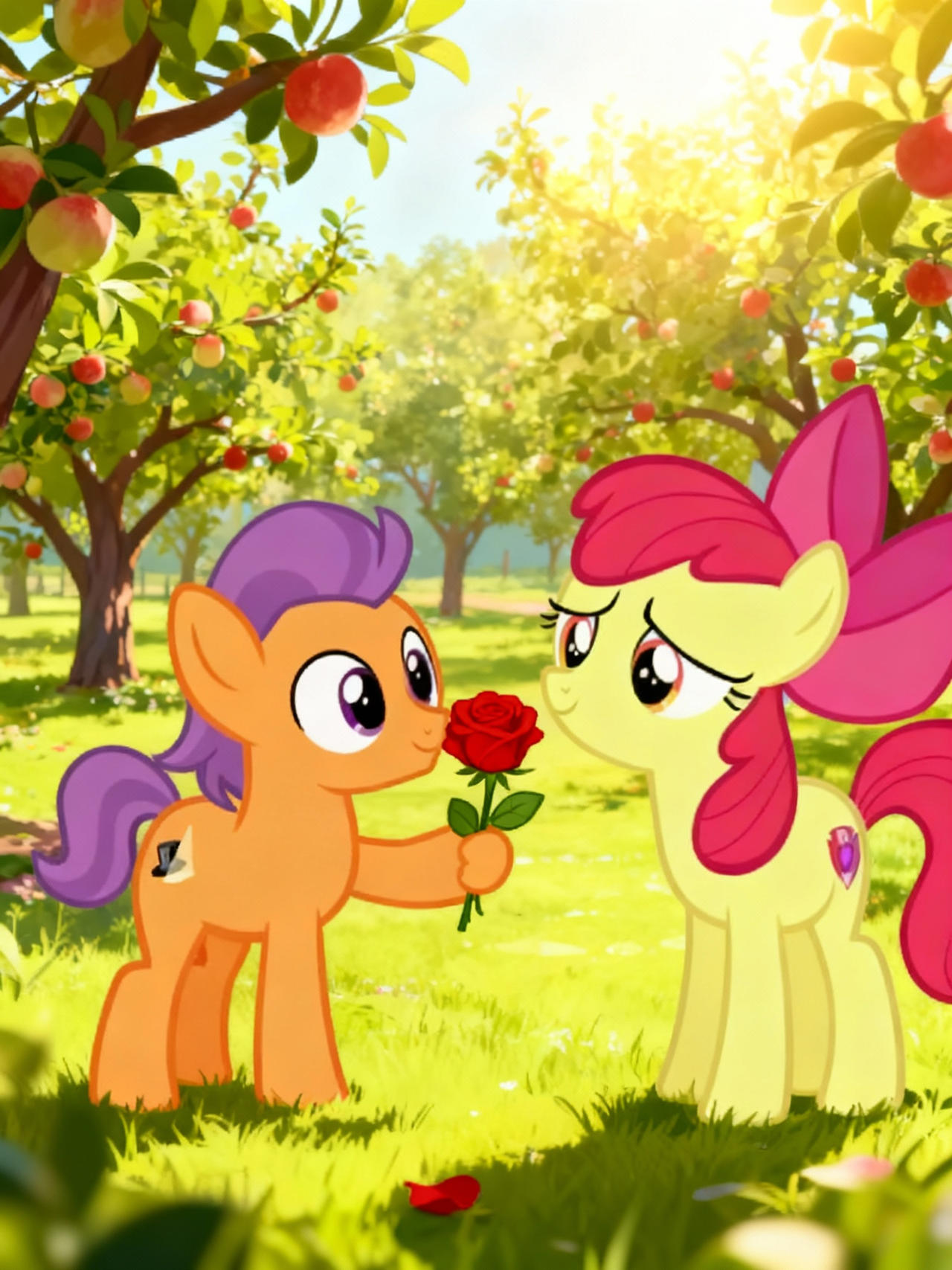 Red Roses Mlp tender taps giving apple bloom a red rose by mlphhhh on DeviantArt