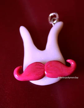 Pink mustache bunny polymerclay