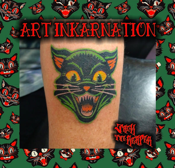 Retro Halloween Cat Tattoo by jackthereaper on DeviantArt