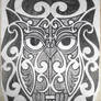 Tribal Maori/Polynesian Owl tattoo Half-sleeve