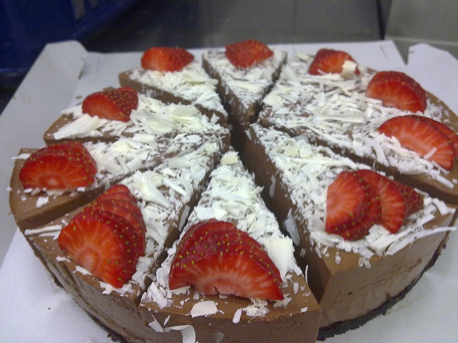 Strawberry and chocolate cheesecake