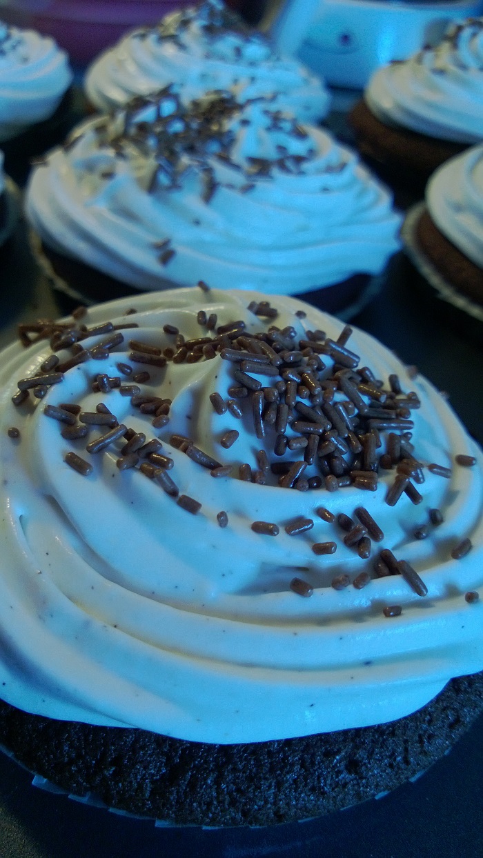 Chocolate and Vanilla Cupcakes with a dash of rum