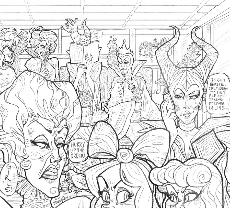 (COLORING PAGE) Disney Villain Cafe by Witchin on DeviantArt