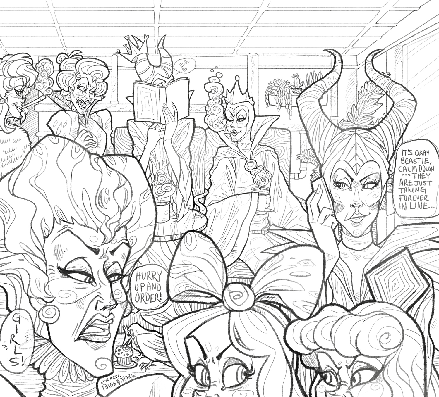 (COLORING PAGE) Disney Villain Cafe