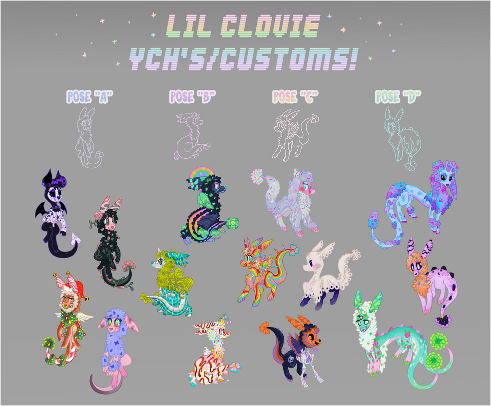 2/3 OPEN | Lil Clovies YCH's/Customs!
