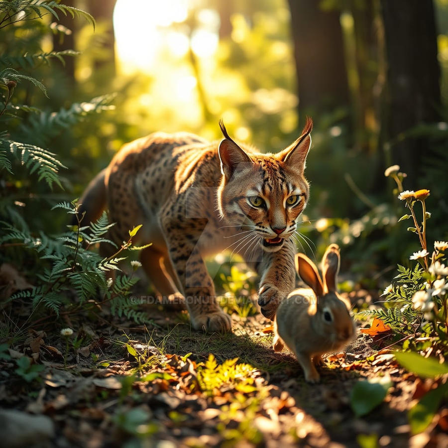 Cat Chasing Rabit Bobcat Chasing A Rabbit by fdameronut on DeviantArt