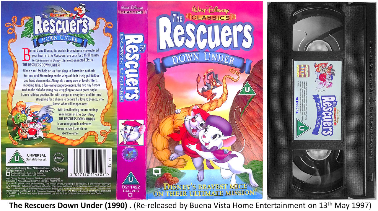 The Rescuers Down Under 1997 UK VHS Cover by gikesmanners1995 on DeviantArt