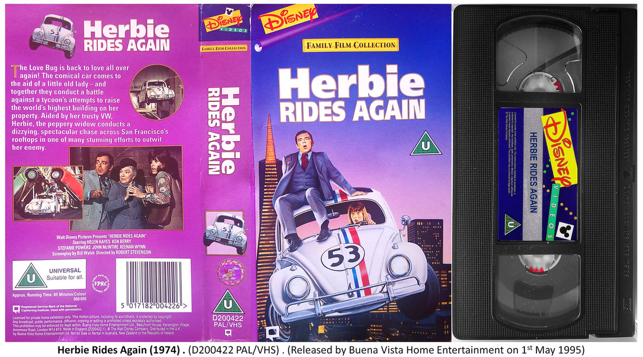 Herbie Rides Again UK VHS Cover and Tape by gikesmanners1995 on DeviantArt