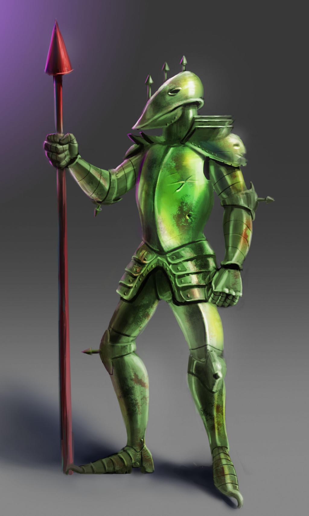 The green knight with a red spear