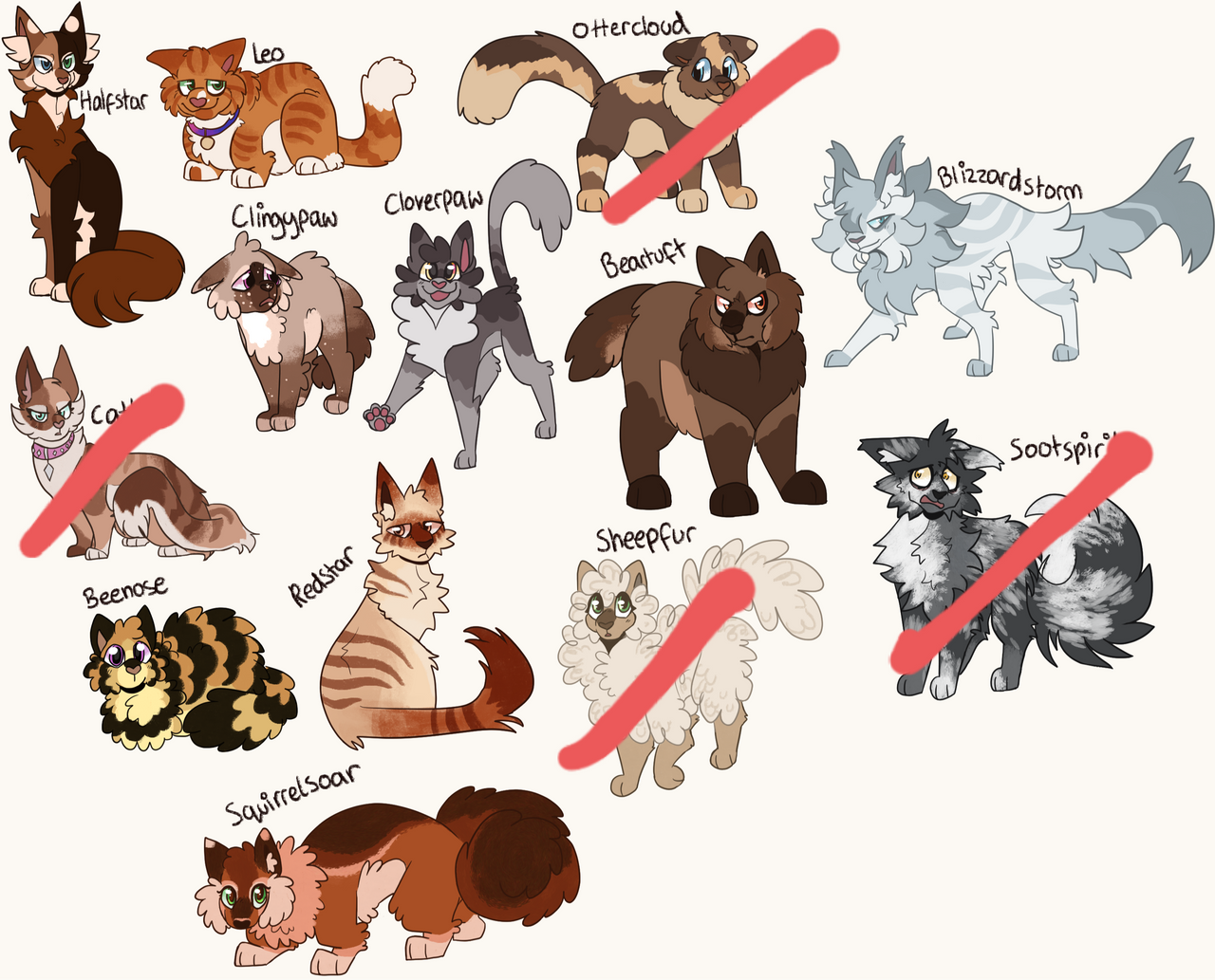 Warrior Cats Adoptables by fIypaw on DeviantArt