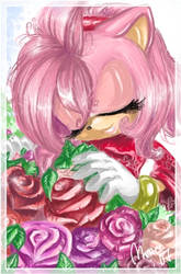 Amy Rose With Cute roses