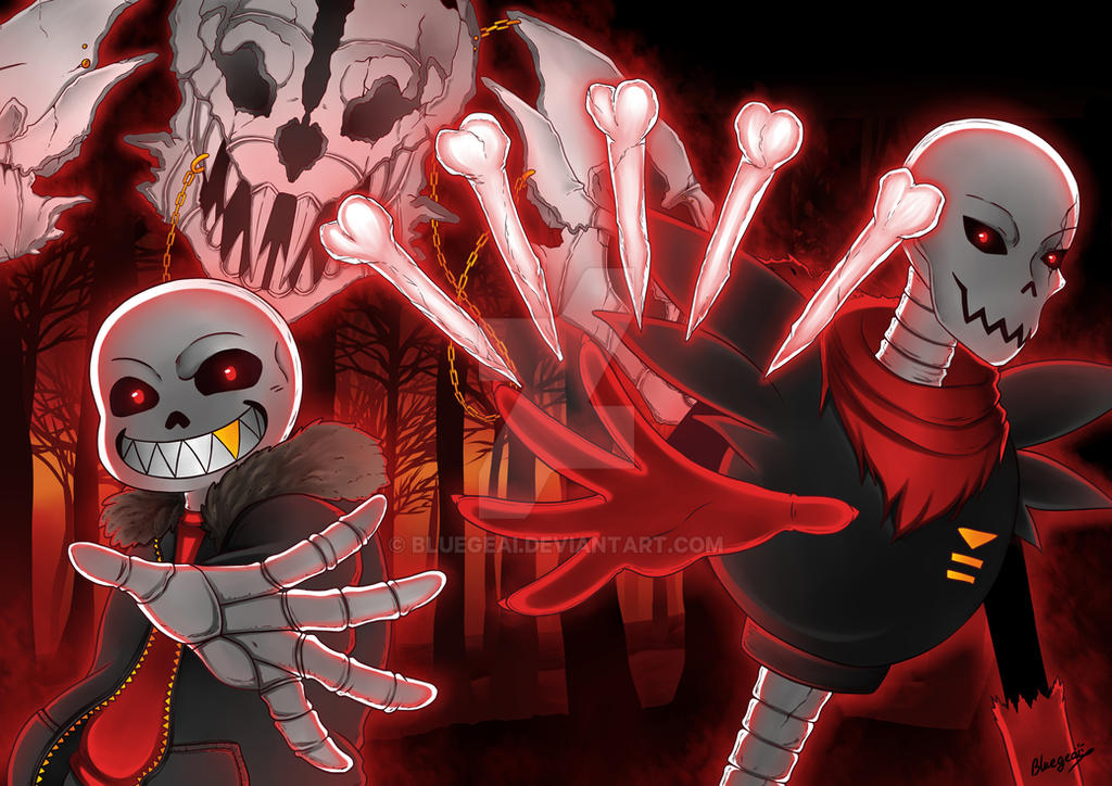 Underfell_Papyrus and Sans by Bluegeai on DeviantArt.