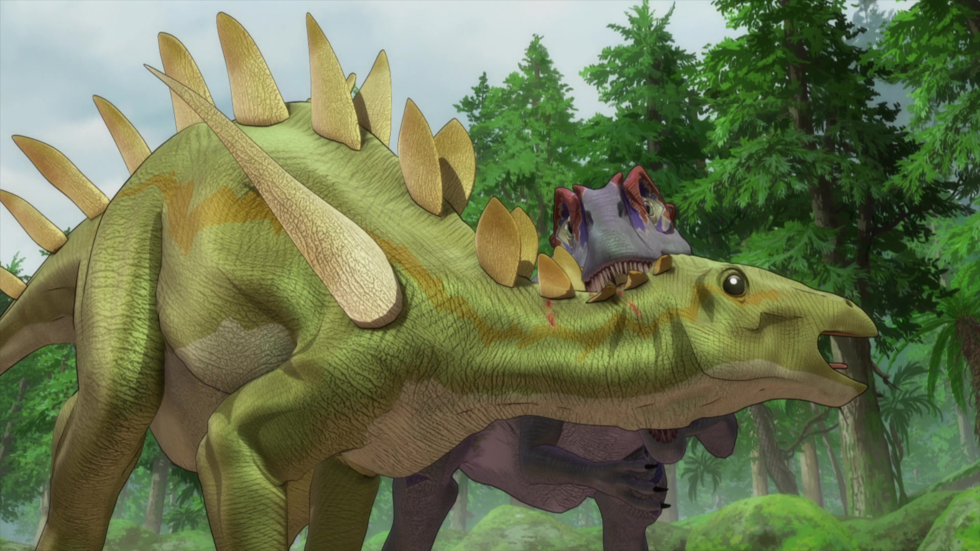 Kentrosaurus gets eaten by an allosaurus 02 by glitchy1029 on DeviantArt