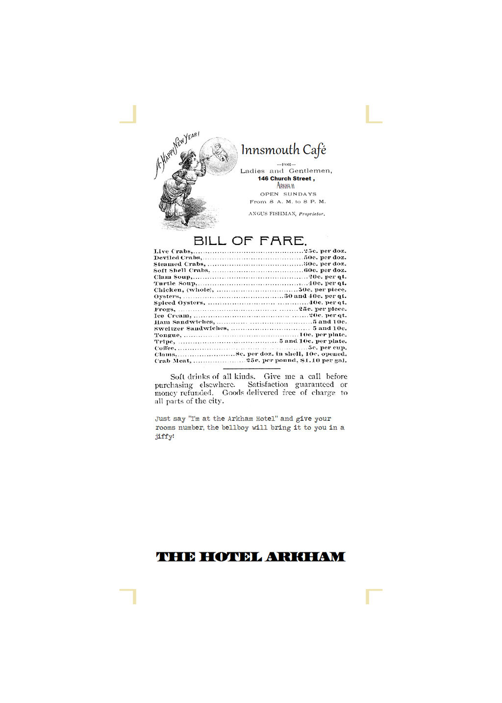 Hotel Arkham Calender Bookmark (back) by vonmeer