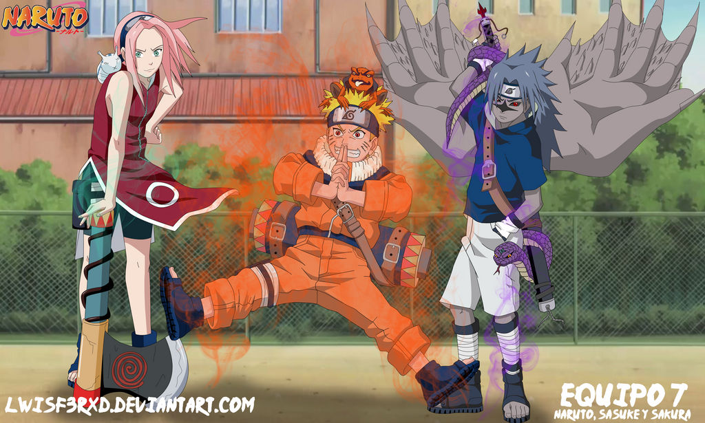 Sakura naruto e sasuke equipe 7  Naruto shippuden sasuke, Sakura e sasuke,  Naruto e sasuke desenho