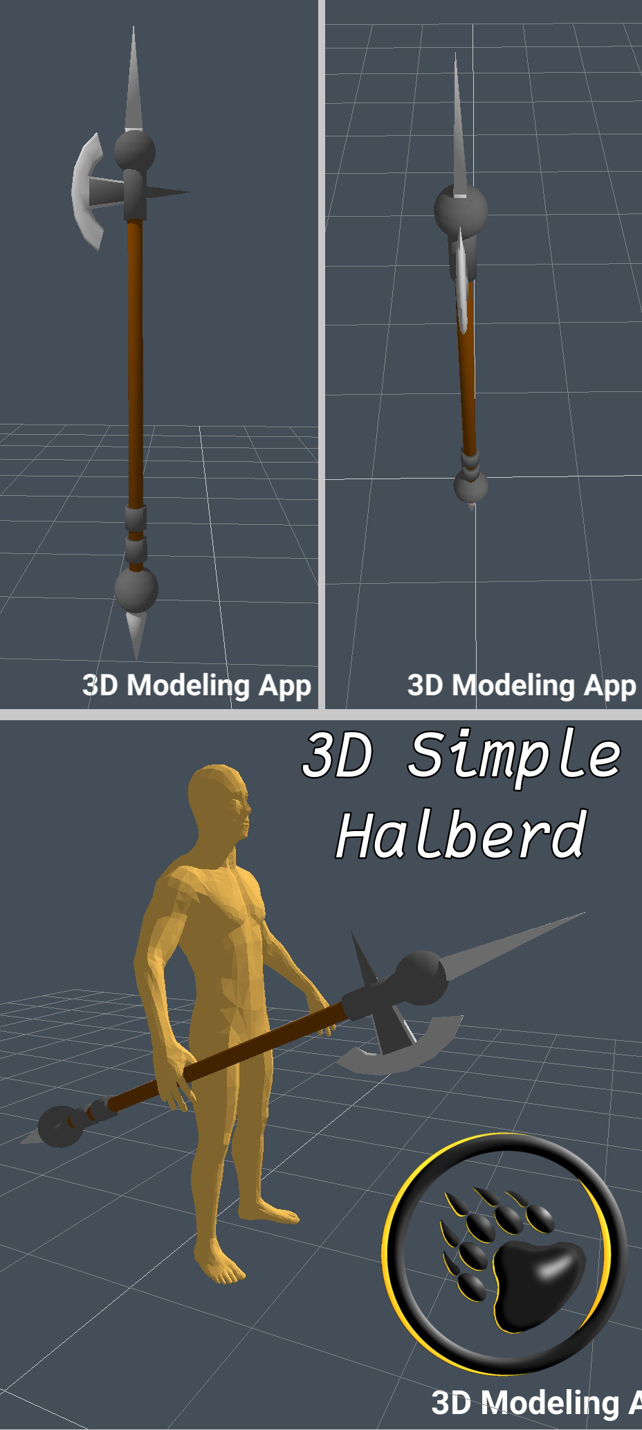 Simplistic Halberd 3D Simple Halberd by TheGr1zzlyB34r on DeviantArt