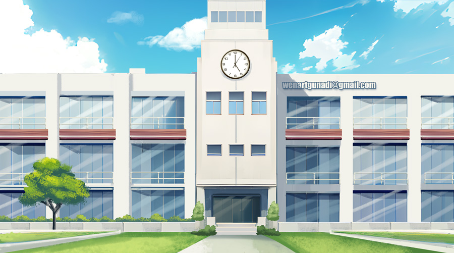 Anime classroom background illustration