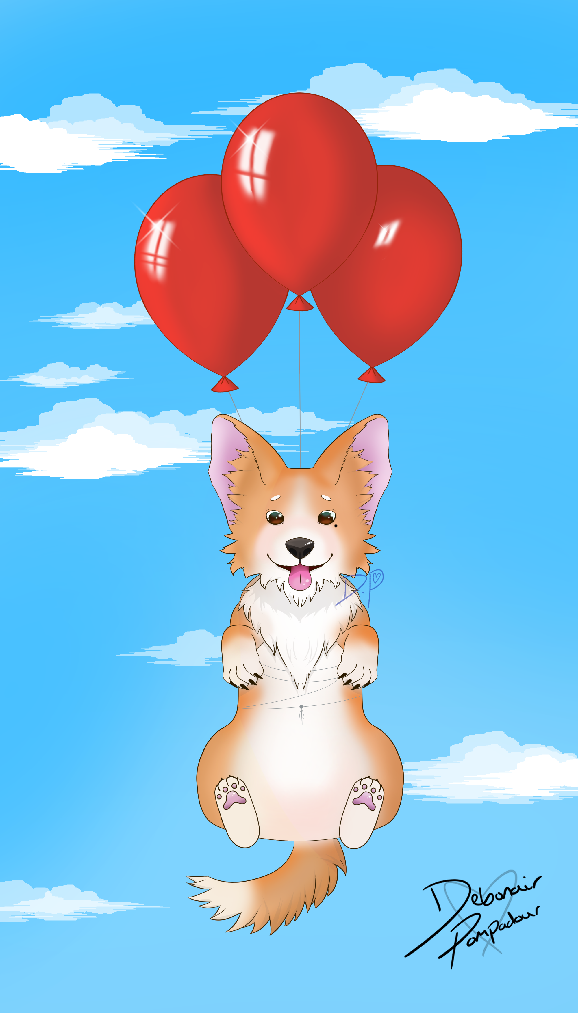 Balloon ride - Deefer the Corgi
