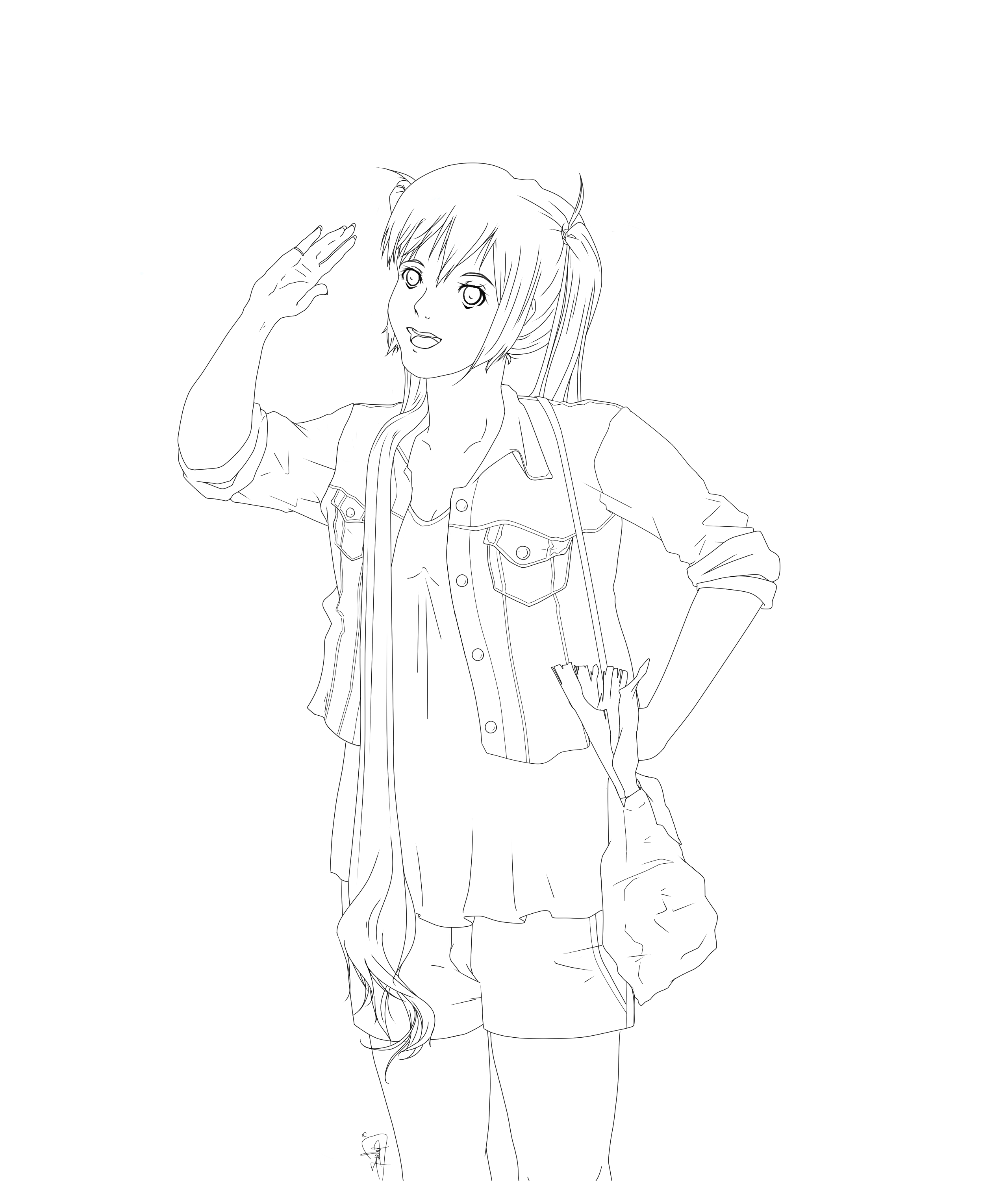 Miku Hatsune (Casual) Lineart