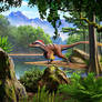 Utahraptor in a Cretaceous landscape