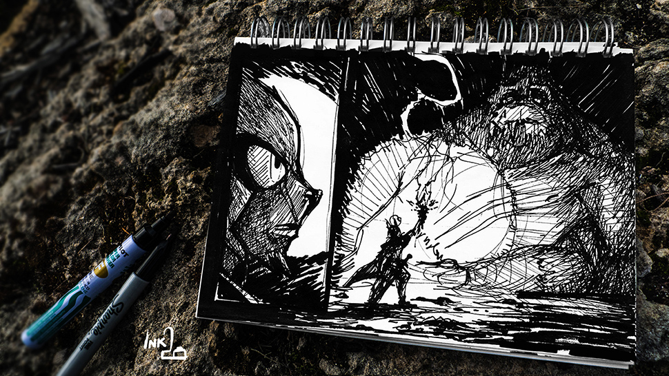 The Monster in the Cave (ink-twenty) by darkspeeds The Monster in the Cave (ink-twenty) by darkspeeds