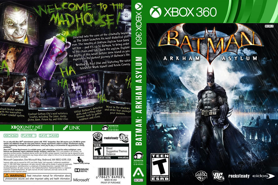 Lógicamente Contrapartida Lugar de nacimiento Batman Arkham Asylum RGH XBOX360 by mushroomstheknight on DeviantArt