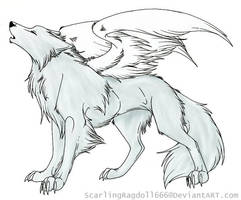 Winged wolf -FREE line art-