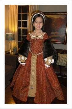 Child's Red Tudor Gown and French Hood