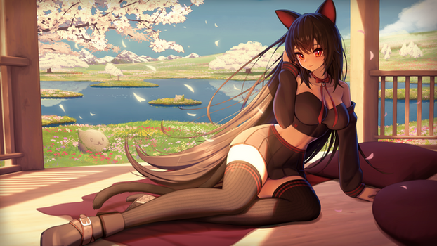 Neko girl wallpaper art