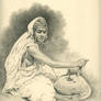 Woman grinding wheat