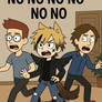 Jake Elafros and Zach Landon running from Goris